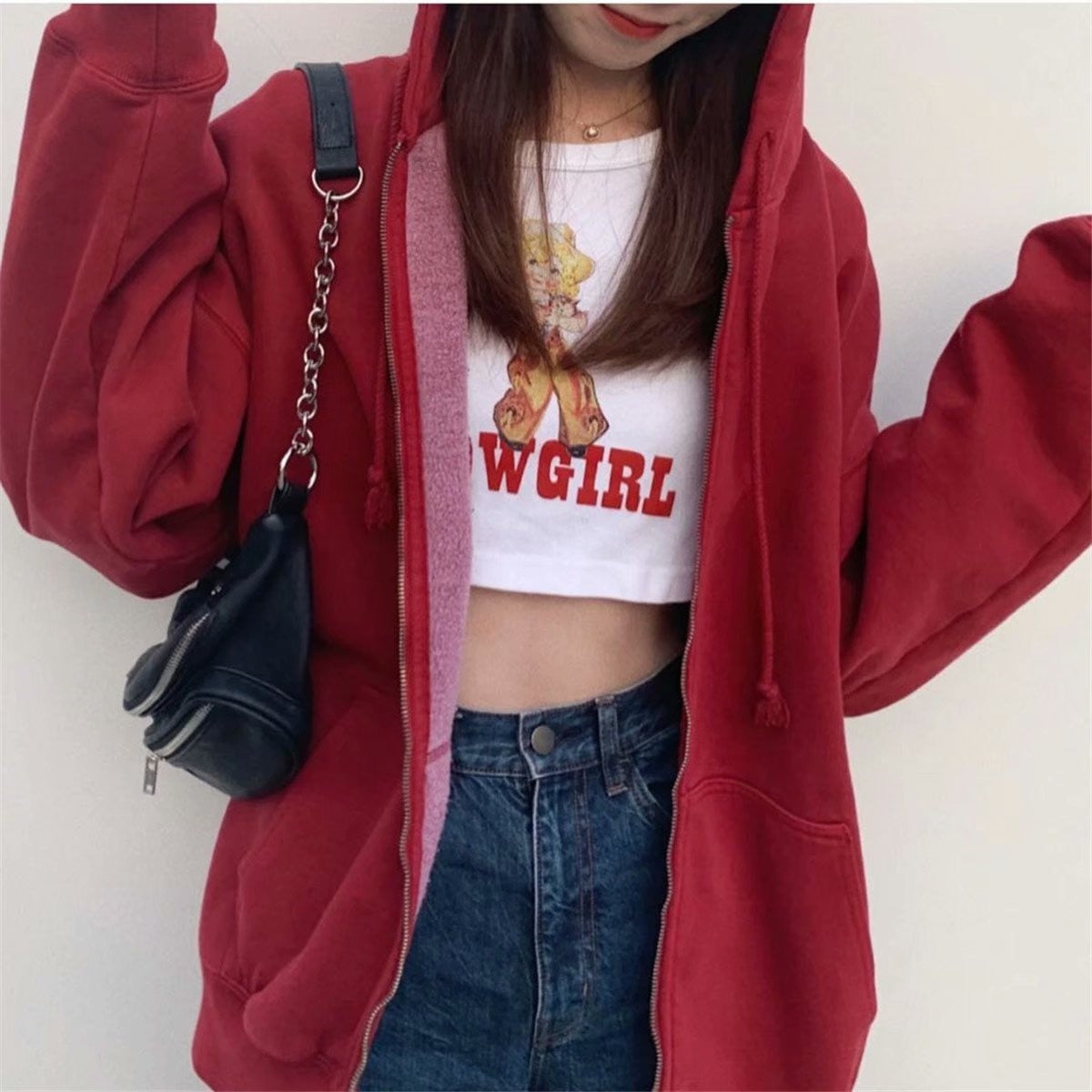 Lizakosht Fashion Solid Oversize Hoodie Women Casual Autumn Winter Warm Zipper Open-Up Hoodies Coat Femme Streetwear Loose Sweatshirt