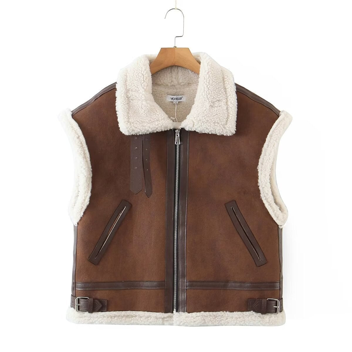 Lizakosht Fur Jacket Women New Suede Lamb Hair Lapel Handsome Fur One Loose Vest Jacket Autumn Winter