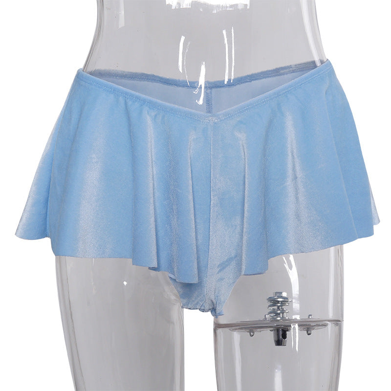 Party Club Pole Summer New Ruffled Dance Wear Bodycon Shorts Mujer Beach Vacation Wear Women Exotic Sexy Low Waist Shorts Skirts