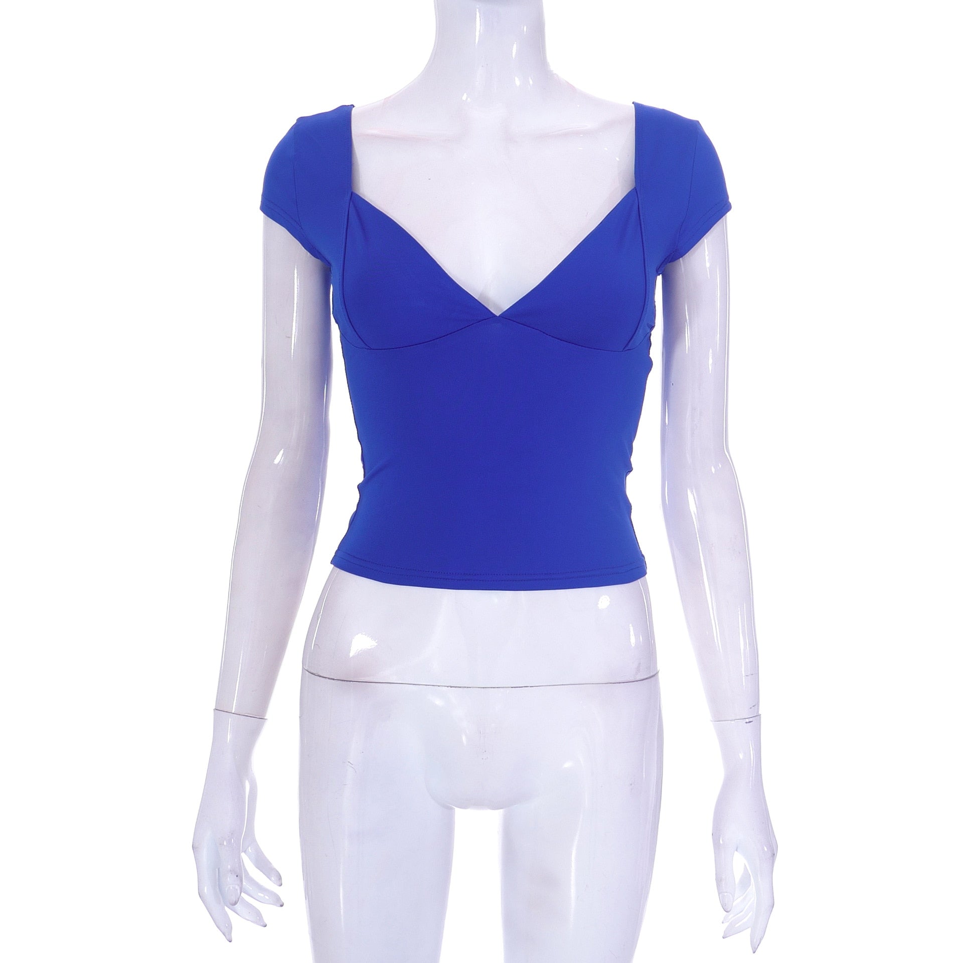 Lizakosht Sexy Low Cut T-Shirt For Women Solid Short Sleeve Tees Harajuku Shirt Bodycon Club Party Crop Top Blusas Verao Feminino