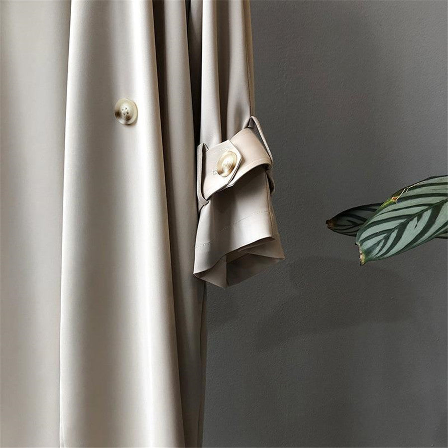 Lizakosht Women Elegant Office Long Trench Coat Double Breasted Batwing Long Sleeve Coat Female Fashion Autumn Solid Outerwear