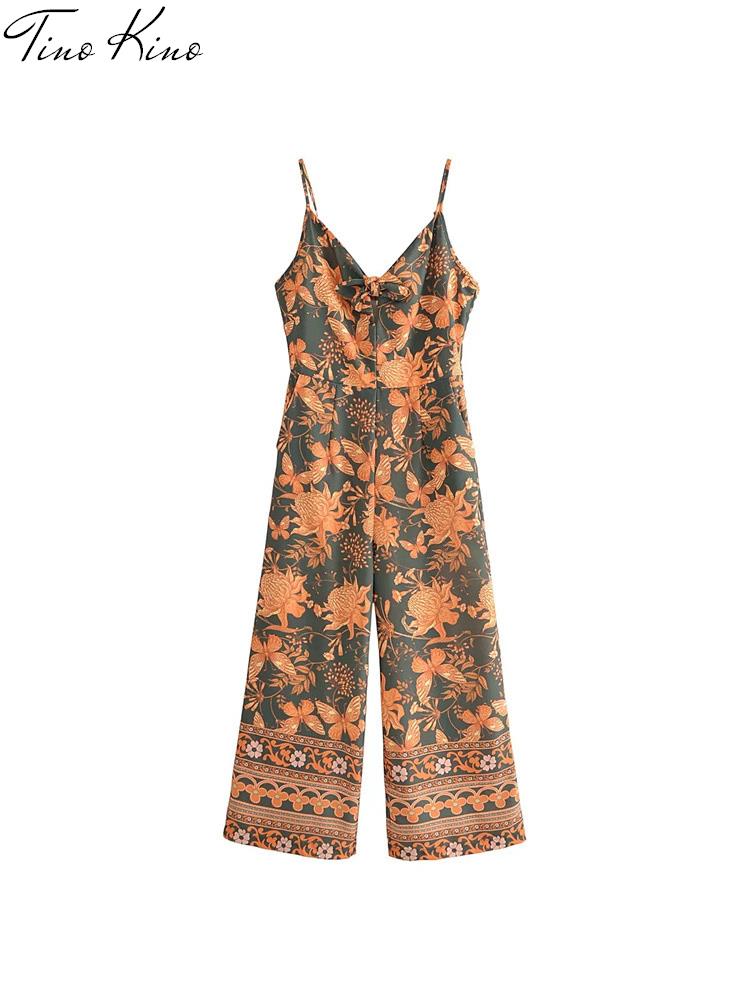 Summer Print Butterfly Romper Women's Jumpsuit Casual Spaghetti Strap Wide Leg Jumpsuits Female 2022 New Streetwear Lady Rompers