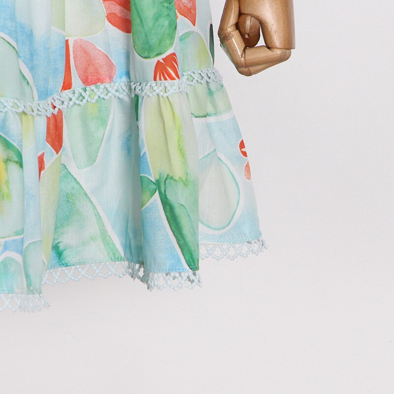 Lizakosht Summer Chiffon Dress New Square Neck Puff Sleeve Printed A-Line Short Dress Free Shipping
