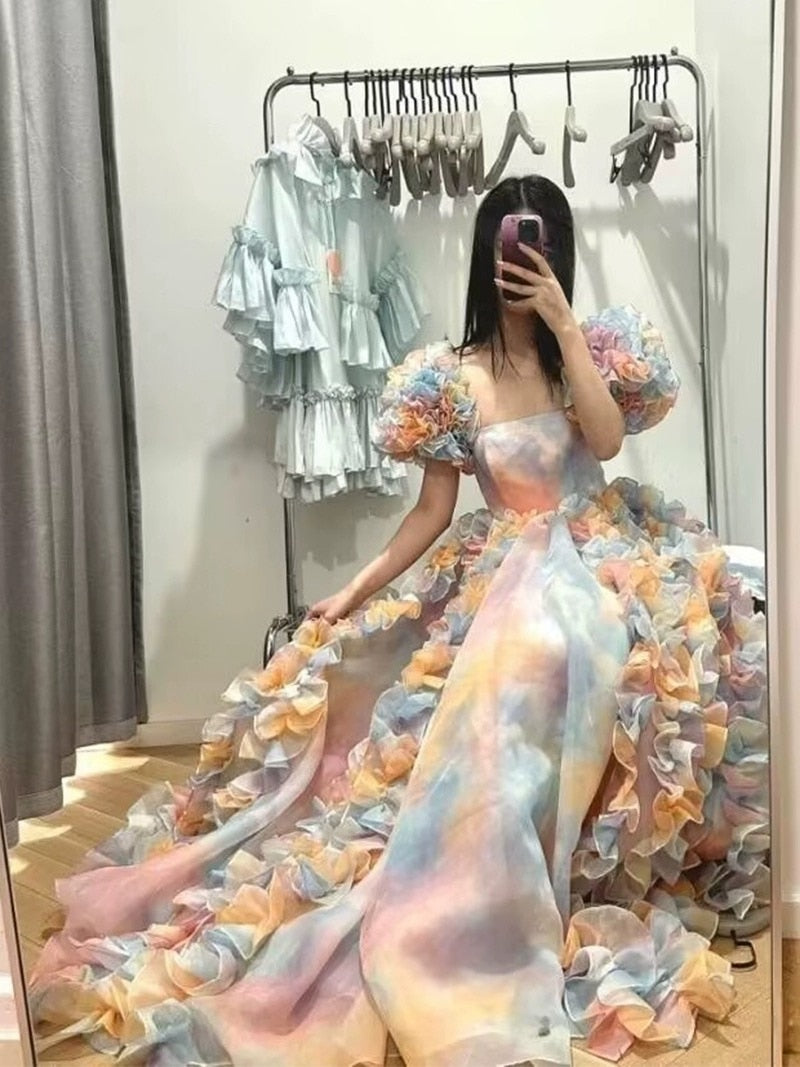 Lizakosht New Organza princess wind photo romantic atmosphere dress long fairy skirt