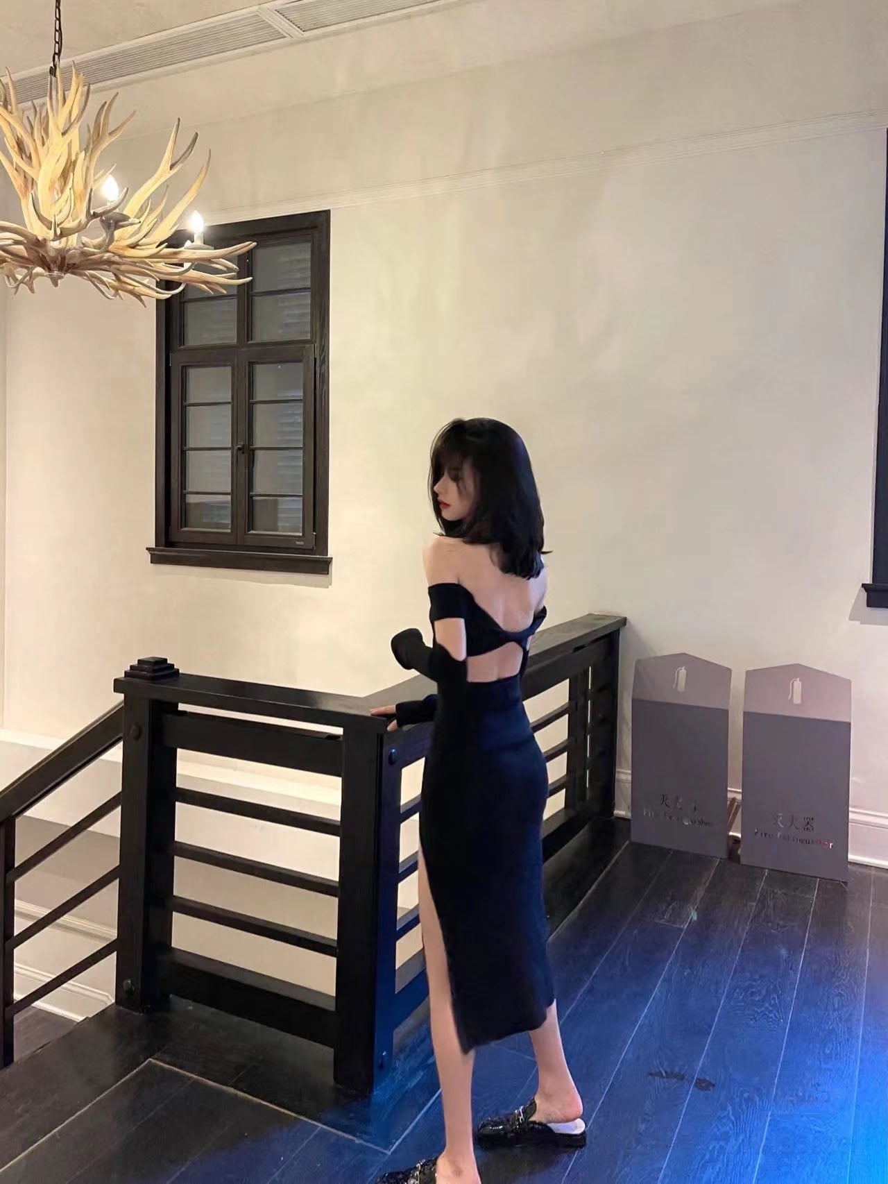 Spring Fashion Women Sexy Split Backless Off Shoulder Knitted Dress Female Club Party Y2K Dress