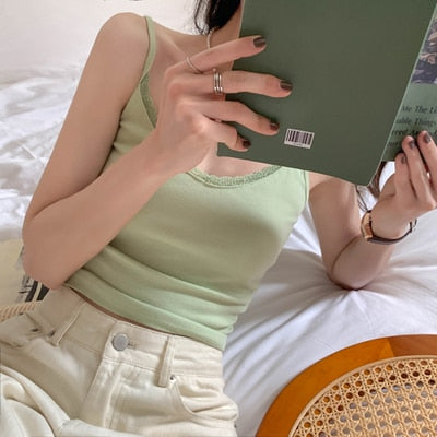 8 colors korean ins style camisole women Sexy tank top female Spring and summer sleeveless slim crop tops womens (X1361)