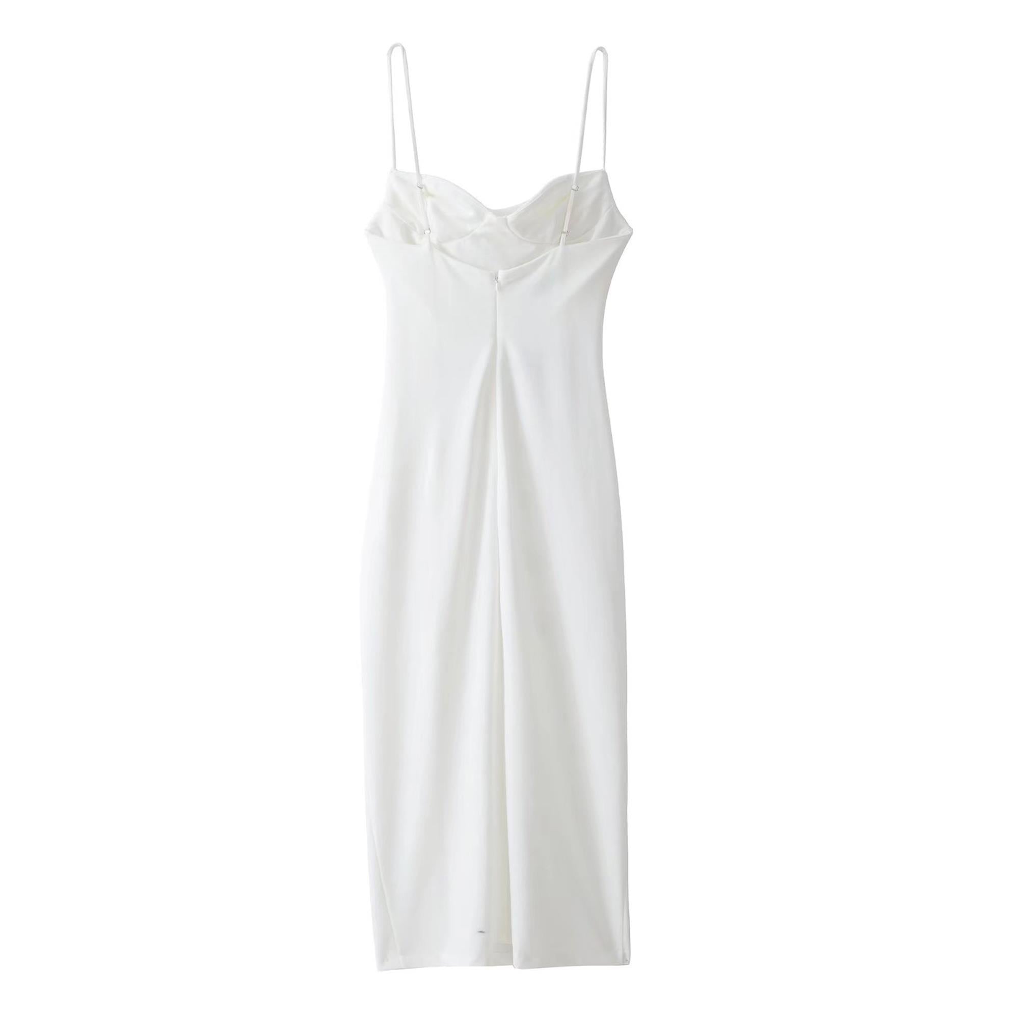 Lizakosht  Women Fashion Pleated Camisole Dresses Solid Drawstring Elegant Party Dress Sleeveless Casual Chic Female Mid-Calf Outwear