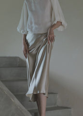 Lizakosht  Summer New High Waist Asymmetrical Skirt Irregular Fishtail Streetwear Skirt Elastic Waist Harajuku Loose  Ruffle Skirt