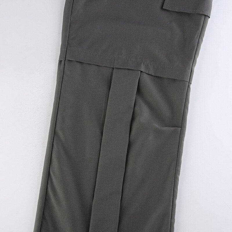 OL Formal Suit Cargo Pants Women Grey Loose Wide Leg Straight Trousers 90S Unisex Pants Office Lady Work Bottoms Casual Clothes