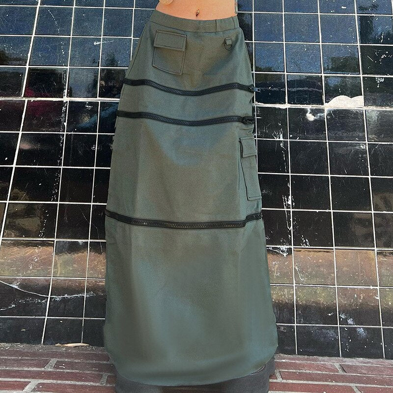 Lizakosht Zipper Detachable Multi-wear Personalized Tooling Skirt Street Trend Skirt Characteristic Skirt High Waist Vintage Skirt