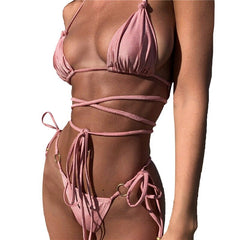 Summer 2022 Bikini Luxury Swimwear Women Biquini Folds Bikini Set Bathing Suit Women Swimsuit High Grade Champagne Bikinis Beach