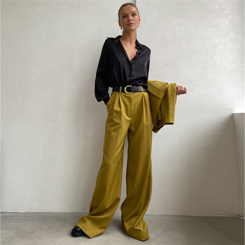 Lizakosht  Satin Shirt Spring and Summer Long Sleeve Temperament Shirt Lapel  Woman Button Up Shirt Long Sleeve Blouse Shirts Women Shirts