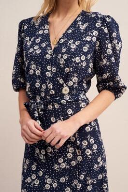 Lizakosht Women Dress New Vintage Floral printing Waist Wrap tea midi dress Long One-Piece Dress