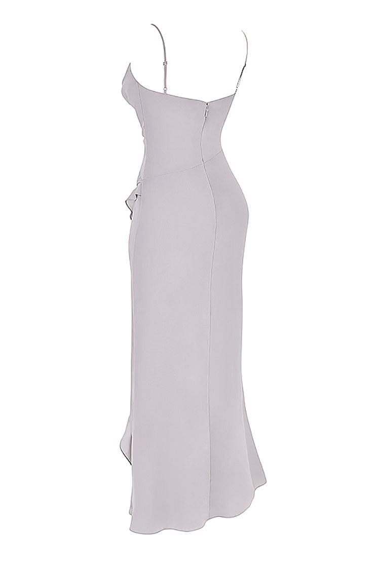 Lizakosht Summer Women'S Dress One-line Suspender Sleeveless Off-the-shoulder Dress Sexy Backless Irregular Ruffled Purple Slim Dresses