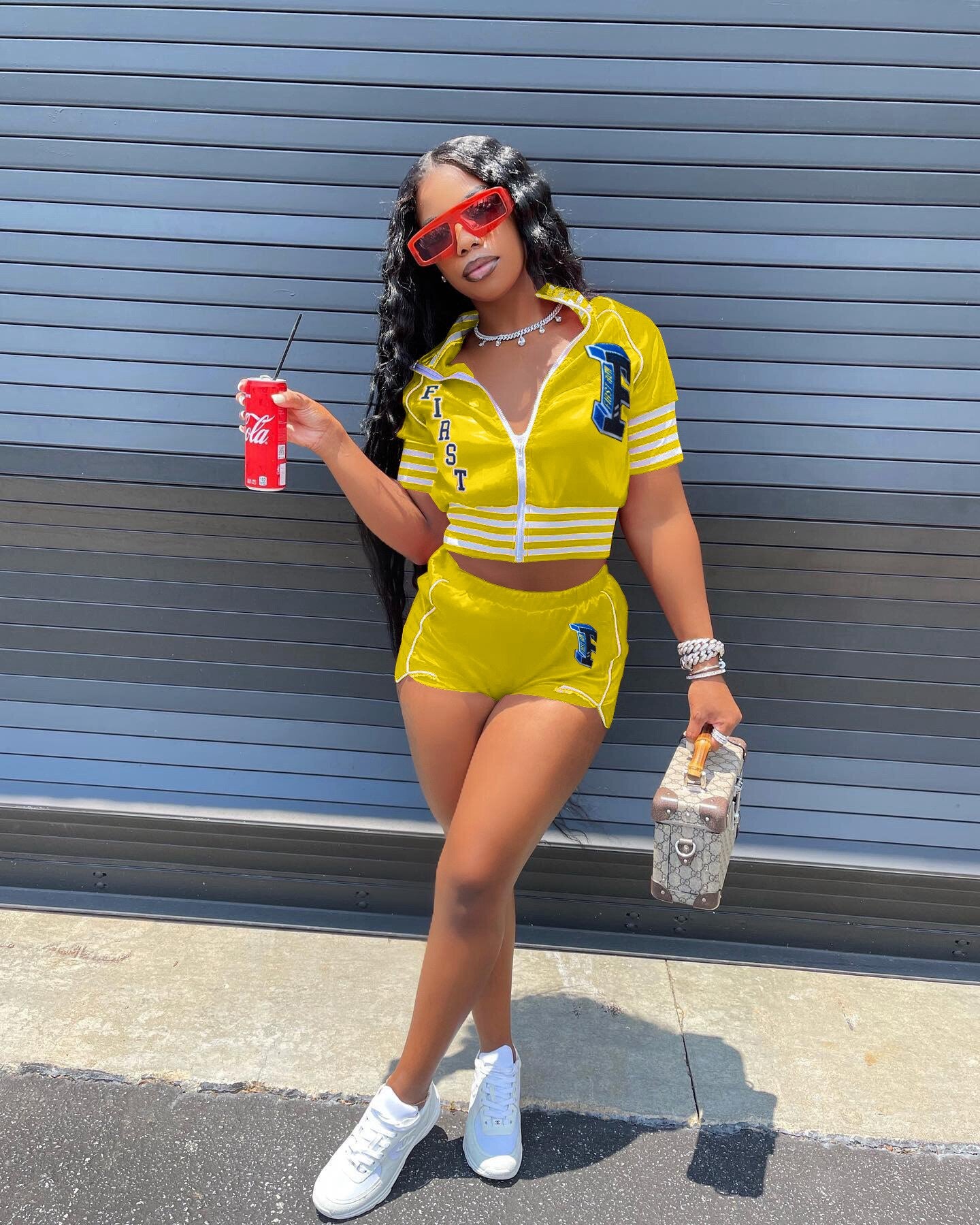 Lizakosht  Letter Striped Active Women 2pcs Set Short Sleeve Jacket and Shorts Set Sport Sweatsuit Tracksuit Two Piece Set Outfits