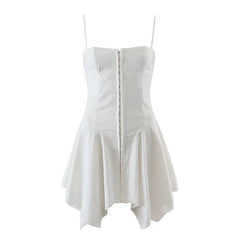 Unireal 2022 Summer Women Mini Dress Sleeveless Off Shoulder Solid White Black Sexy Beach Slip Short Dress