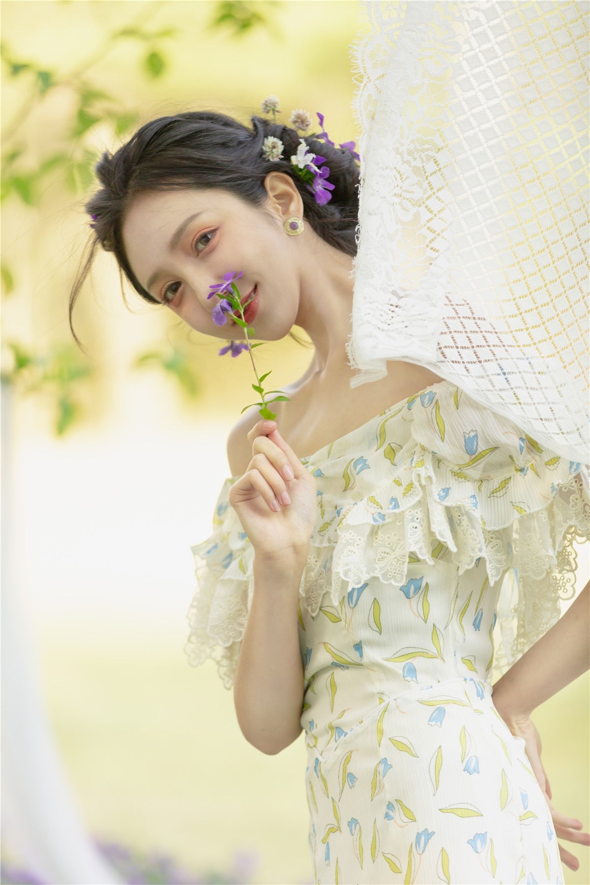 Lizakosht Dress For Women Vintage Elegant Slim Sexy Lace Slash Neck Floral Print Mini Dress Korean Fashion Summer Chiffon Bodycon Dress