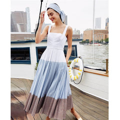 Lizakosht Women's Dress Sling Backless Slim Pleated Dresses