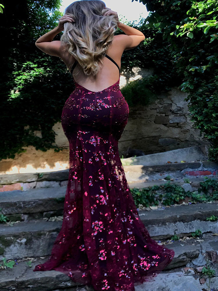 Nightclub Women'S Wear Sequin Dresses Sexy V-neck Suspender Backless Lace  Dress Summer Evening Grey Dress