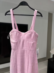 Lizakosht Women New Chic Fashion Textured laminated decoration Midi Dress Vintage sleeveless sling Female Dresses Vestidos Mujer