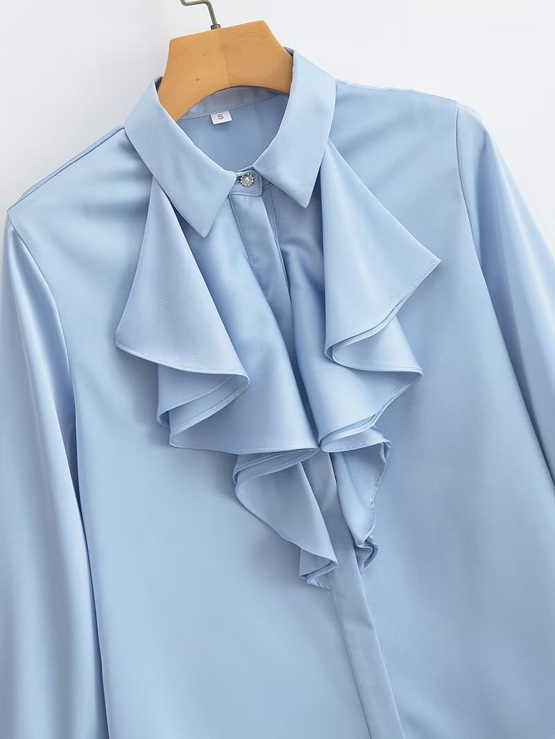 Lizakosht Fashion Summer Frill Women's Shirts Blouse Female Chic Long Sleeve Blouses Tops Casual Ladies Shirts and Blouses New