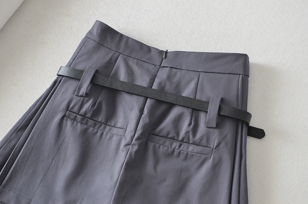Lizakosht Vintage Summer Front Side Ruched Dropped Pleated Mini Skirt Preppy Style High Waist A-Lined Short Skirts Back Zipper