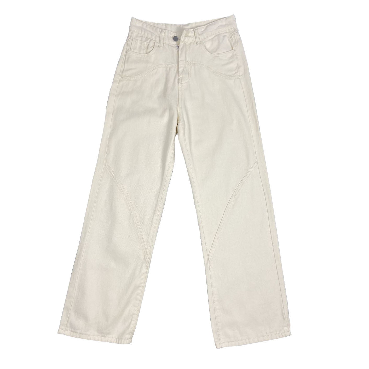 Lizakosht New Casual Rice White Straight Jeans Harajuku Solid Color Fashion Joker Vibe Wind Pants Summer Women's Vintage Y2k Clothing