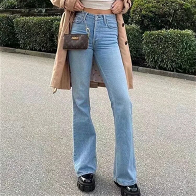 Lizakosht Wide leg plush jeans for in new fashion straight tube waist