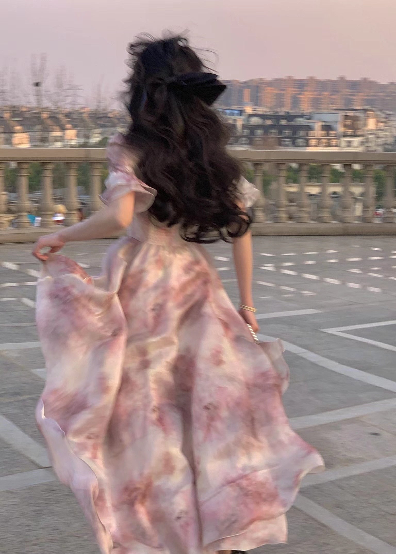Lizakosht Summer super chiffon fairy princess puff sleeve long-sleeved dress temperament meat-covering medium and long fairy dress