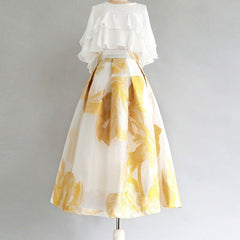 Lizakosht 2022 New Plus Size Spring Summer Fashion Tide Yellow Patchwork Flower Embroidery Zippers Simple All-match Thin Woman Skirt