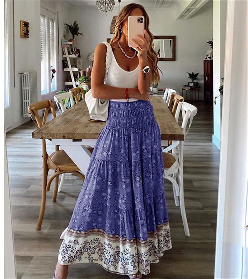 Lizakosht Sexy High Waist Boho Beach Long Skirts Womens Spring Summer Casual Bohemia Elegant Pink Maxi Skirt For Women 3xl