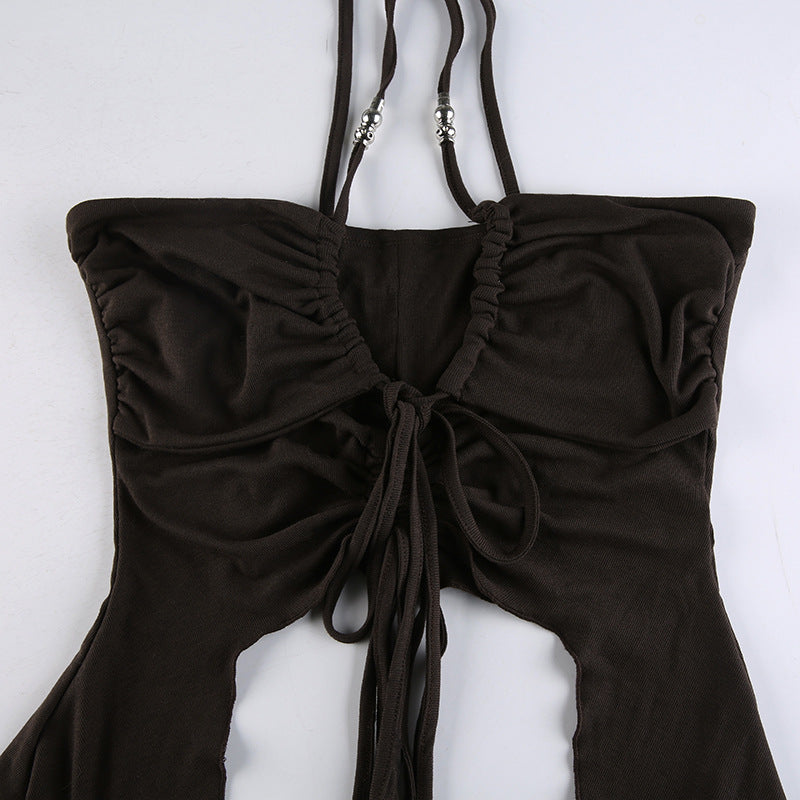 Lizakosht  Top Sexy Off-the-Shoulder Irregular Lace-Up Camisole 2022