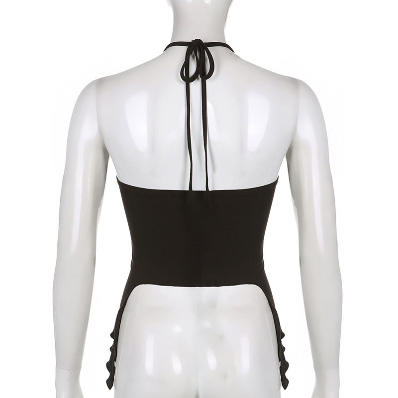 Lizakosht  Top Sexy Off-the-Shoulder Irregular Lace-Up Camisole 2022