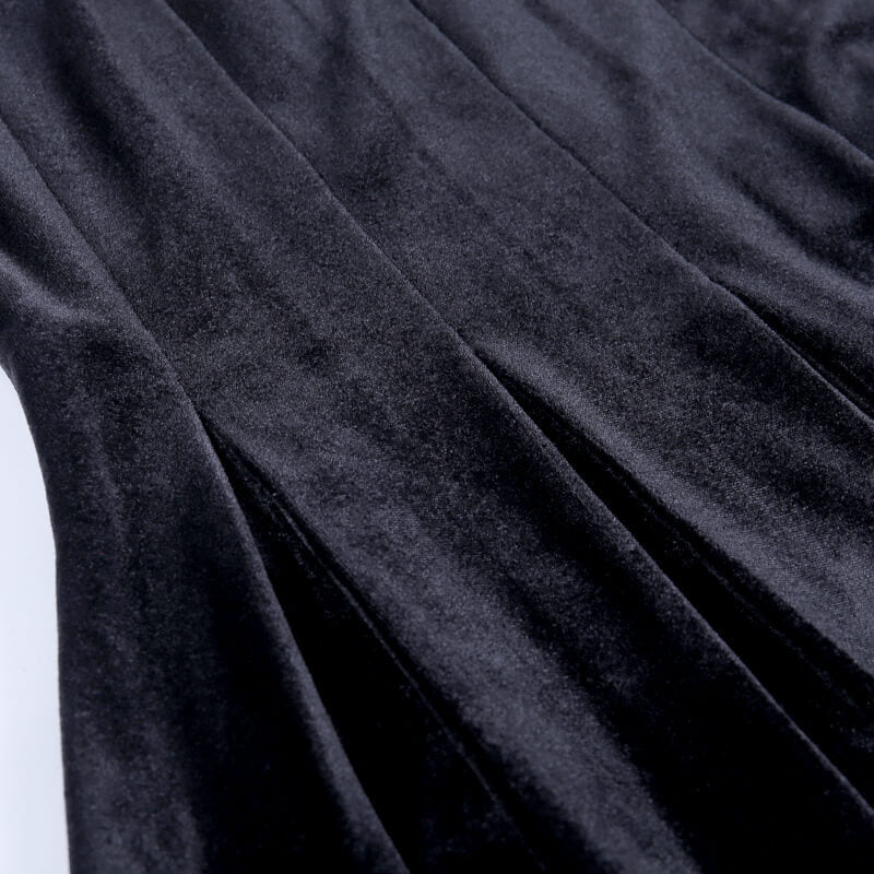 Velvet Vintage Dress Sexy Summer Gothic Party Dress Women Black Mini Dresses A Line Vestidos Patchwork Goth Club Highstreet
