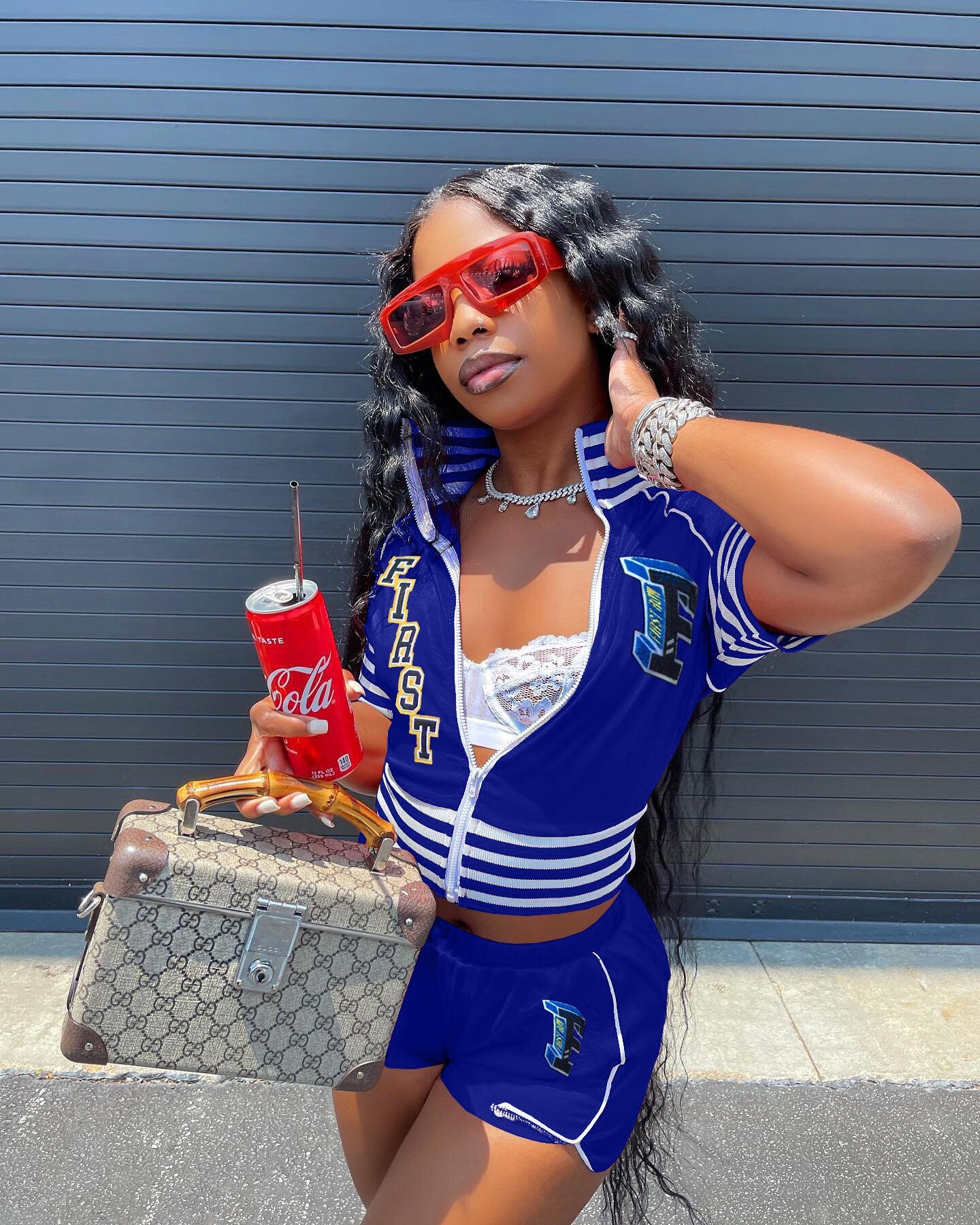 Lizakosht  Letter Striped Active Women 2pcs Set Short Sleeve Jacket and Shorts Set Sport Sweatsuit Tracksuit Two Piece Set Outfits