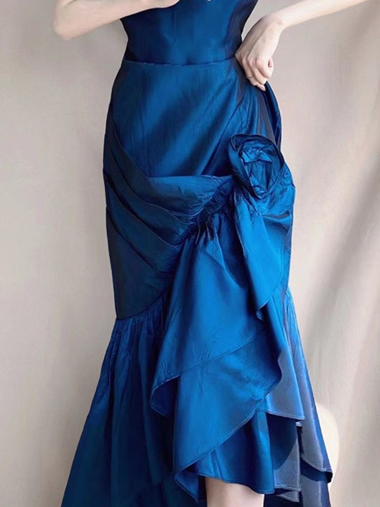 Lizakosht Women Floral Midi Dress Sexy V-Neck Hem Split Ruffles Vintage Evening Party Dresses Women Puff Sleeve Casual Dress Fashion New