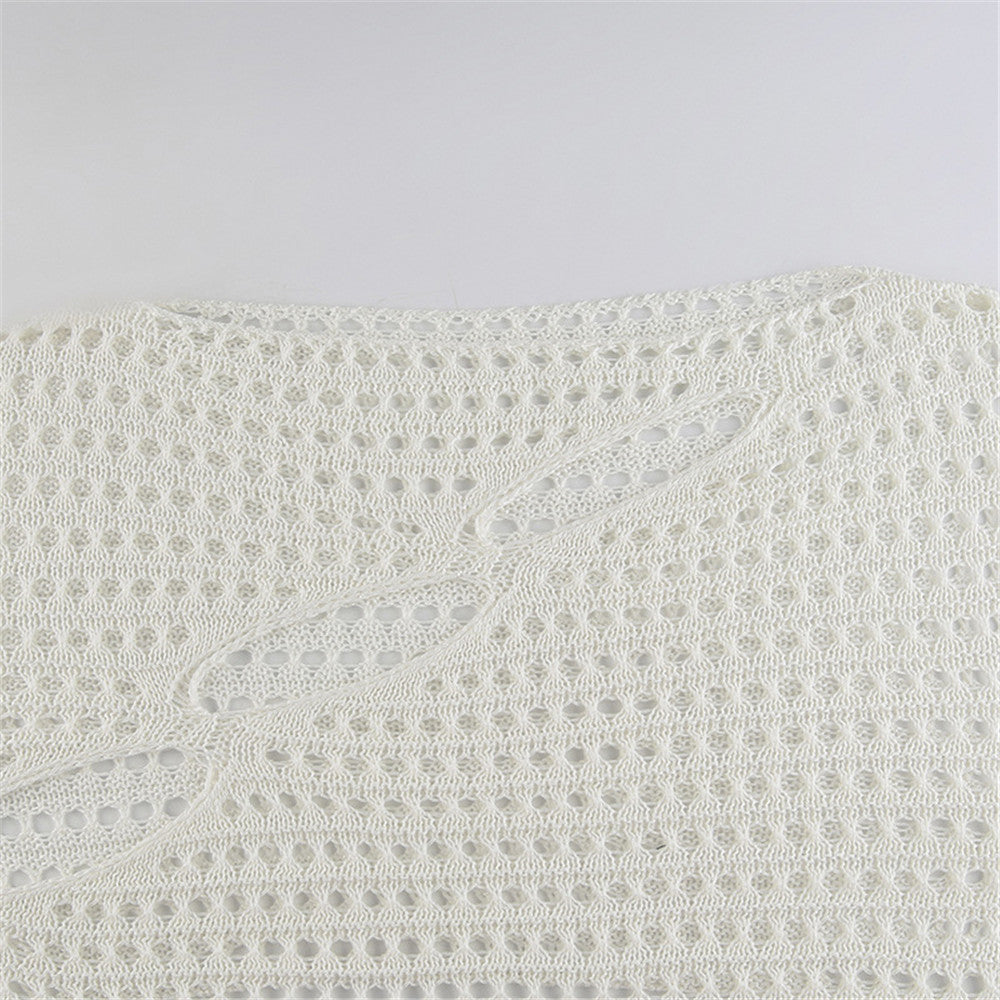 Lizakosht  Hollow Out Women Knitted T Shirts Y2K Crop Top Summer Beach Cover Up Fashion Casual Crppped Tops Tees Woman Clothes 2022