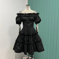 Lizakosht Popular French minority wears a strong and slim cotton one-shoulder waist dress.