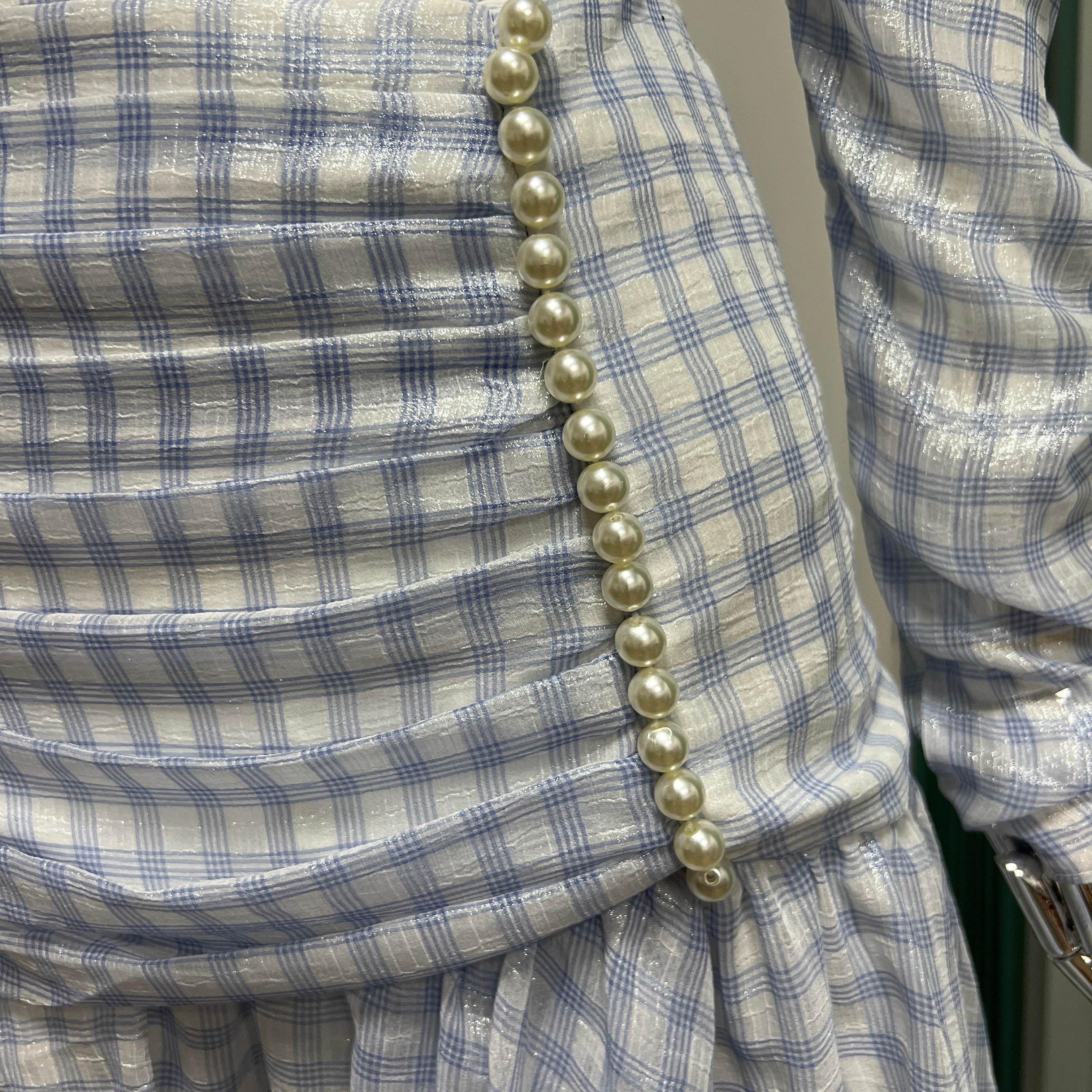 Lizakosht autumn new products waist thin fairy thin pearl decoration pleated fishtail skirt