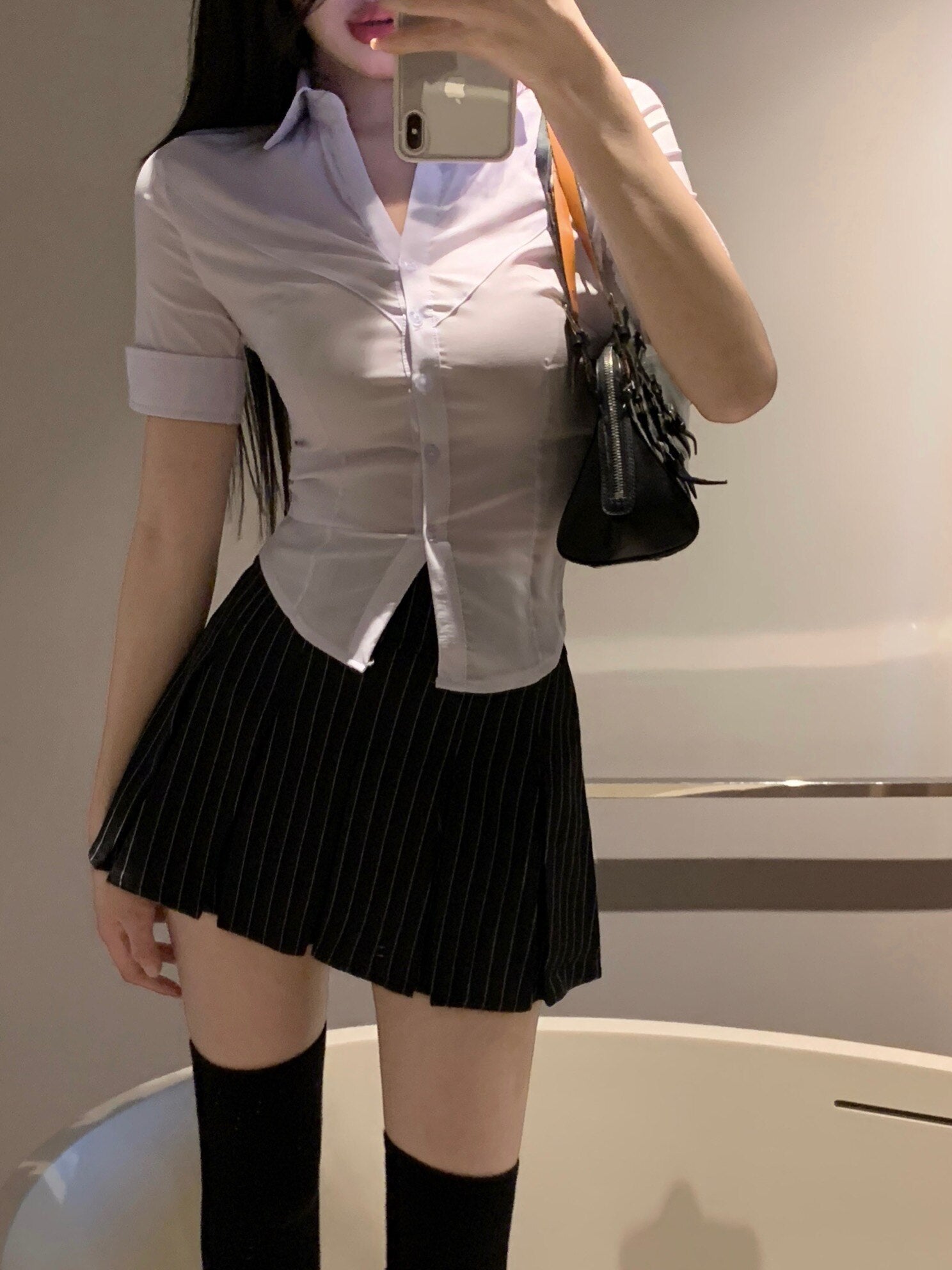 Vintage Preppy Style Striped Pleated Skirt Women Sexy Cute Korean Fashion High Waist Y2K 90s A-line Black Mini Skirts