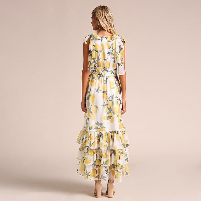 Lizakosht Spring/Summer Women Multi-layer Strap Leisure Flower Dress