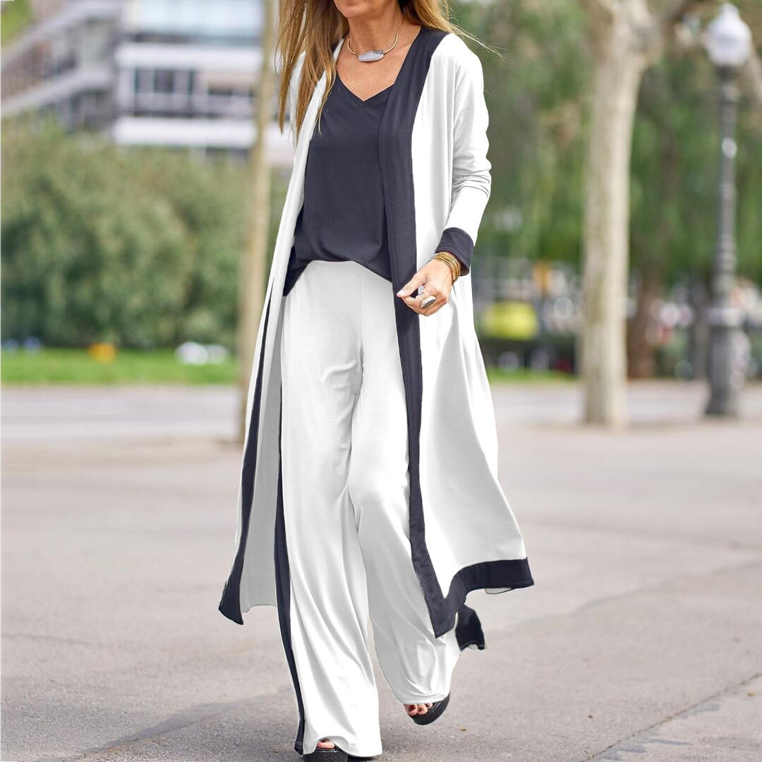 Fashion Casual Cardigan Outwear 3 Piece Sets Outfits Spring Straight-Leg Pants Color Matching Small Sling Tops Homewear Clothing