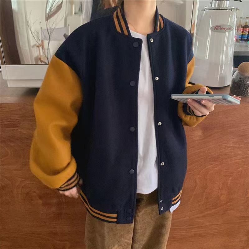 Vintage Baseball Jacket Coat Women Oversized 2022 Spring Korean Loose Patchwork Pocket Outerwear Girls Tops Sweatshirt
