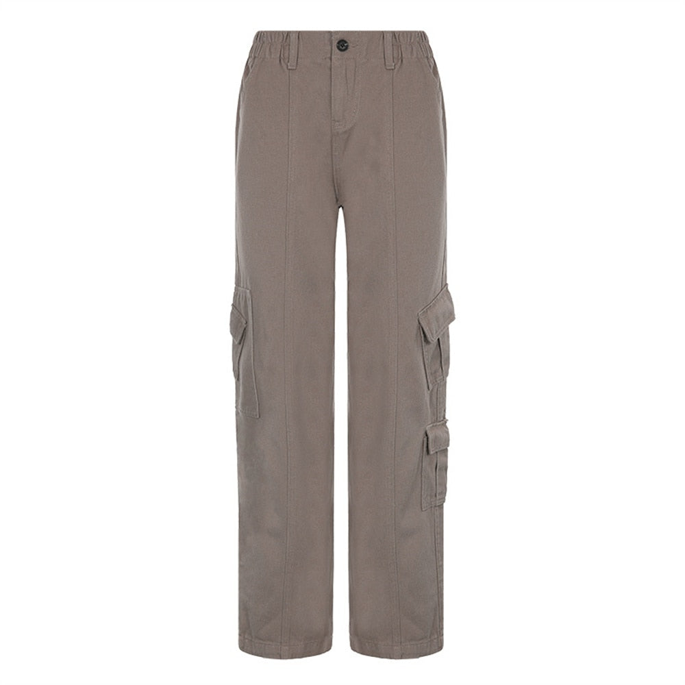Lizakosht Baggy Pants Women Cyber Y2k Jeans Big Pockets 90s Hippie Cargo Mom Trousers Loosesize Casual Wide Leg Denim Jogger