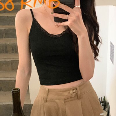 8 colors korean ins style camisole women Sexy tank top female Spring and summer sleeveless slim crop tops womens (X1361)