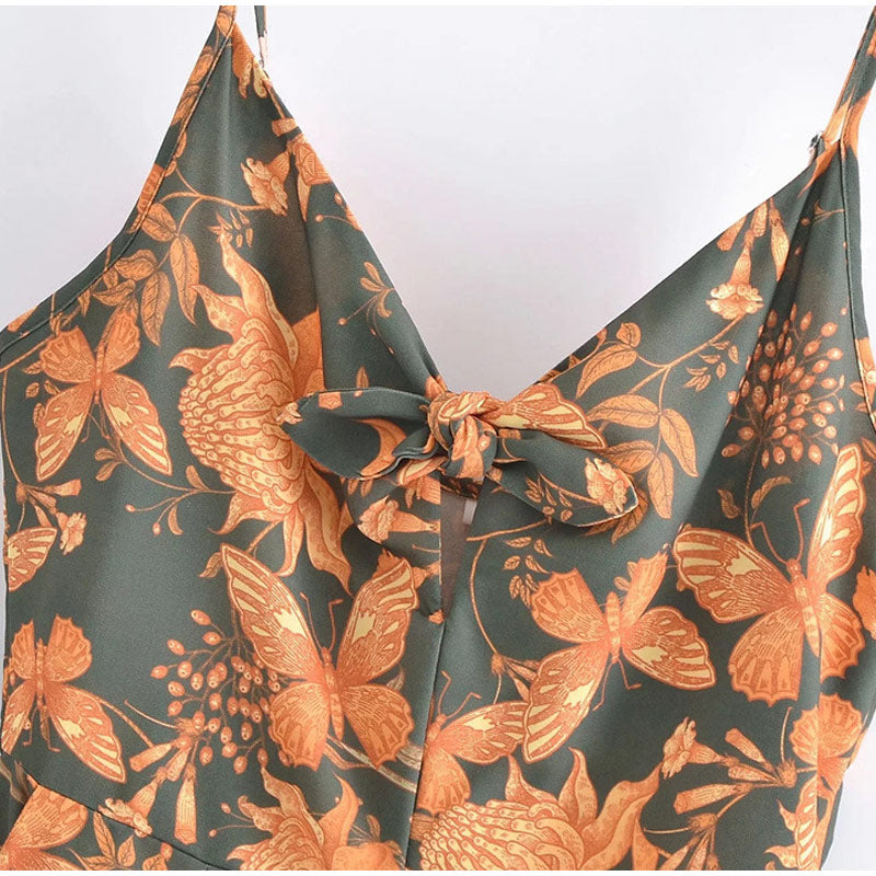 Summer Print Butterfly Romper Women's Jumpsuit Casual Spaghetti Strap Wide Leg Jumpsuits Female 2022 New Streetwear Lady Rompers