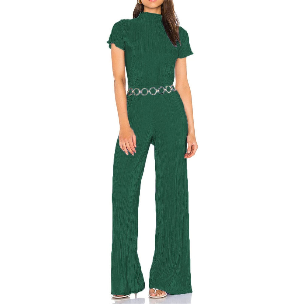 Lizakosht 2 Piece Sets Women Outfits Autumn Short Sleeve Shirts Tops And Wide Legs Pants Femme High Street Matching Sets