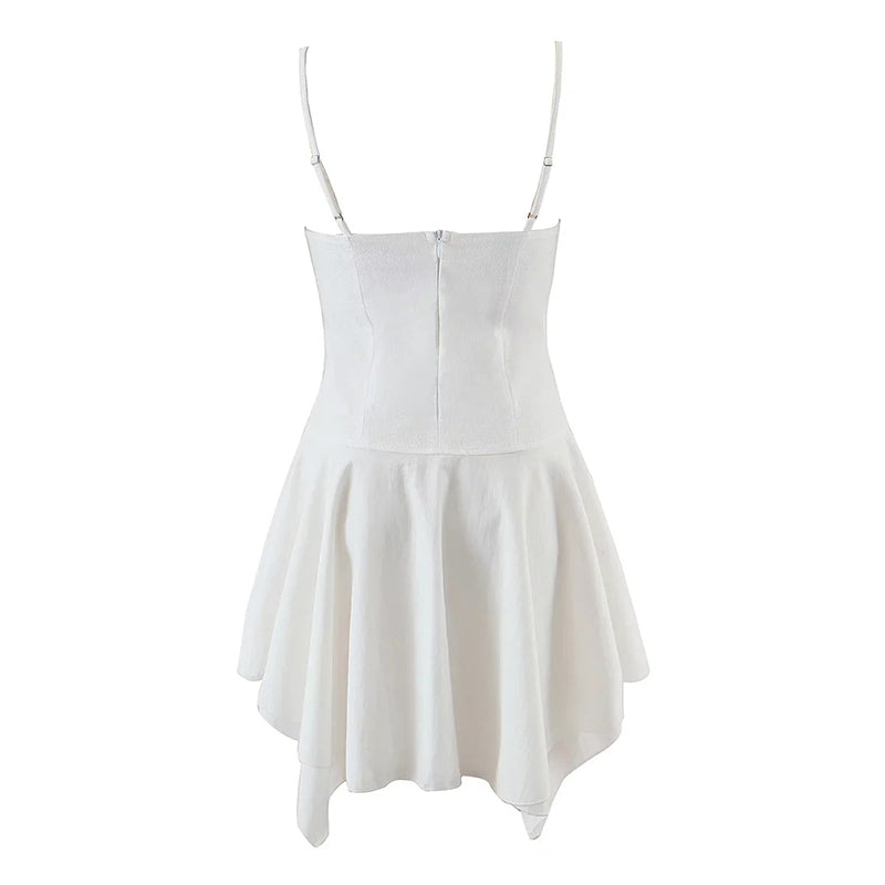 Unireal 2022 Summer Women Mini Dress Sleeveless Off Shoulder Solid White Black Sexy Beach Slip Short Dress