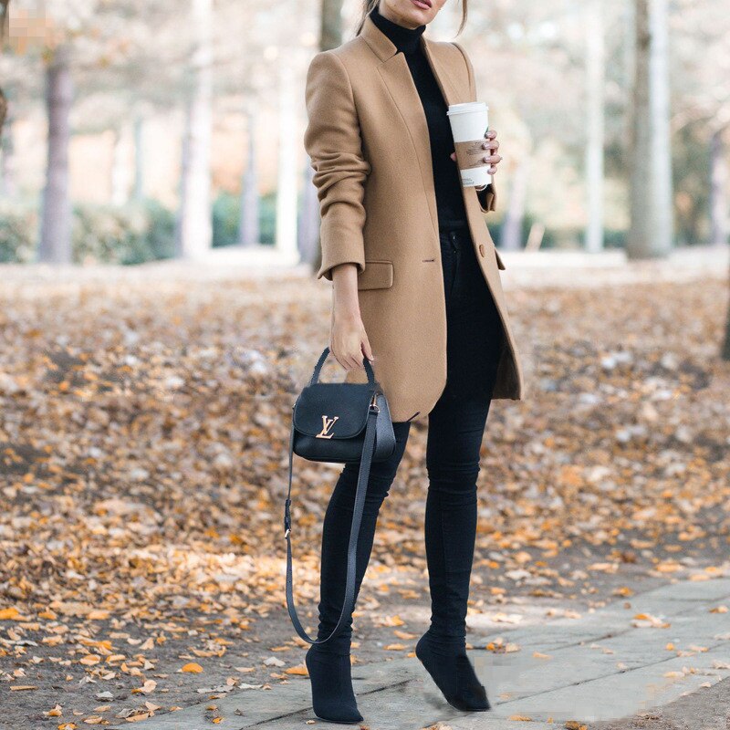 Lizakosht  fashionable mid-length woolen women's coat new product multi-grain button wish woolen coat