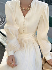Solid Autumn Elegant High Waist 2022 Maxi Dress for Women Luxury A-Line Vintage Woman Dresses Long Sleeve Spring Party Vestidos